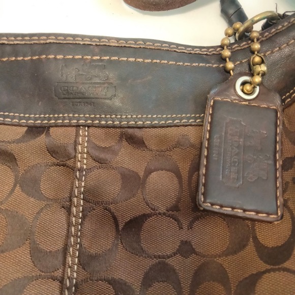 Coach Large Signature Logo Bucket Purse Shoulder Bag & Wallet Retro - Picture 7 of 16